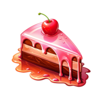 pink cake with cherries the theme of food and dessert, isolated object transparent background png