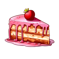 Rosa bolo com morango a tema do Comida e sobremesa, isolado objeto transparente fundo. ai gerado png