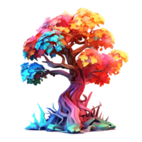 Colorful illustration of trees isolated on background with AI Generated png