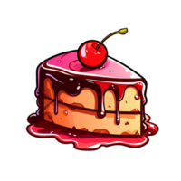 rosa kaka med jordgubb de tema av mat och efterrätt, isolerat objekt transparent bakgrund. ai genererad png