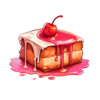 Rosa Kuchen mit Erdbeere das Thema von Essen und Nachtisch, isoliert Objekt transparent Hintergrund. ai generiert png
