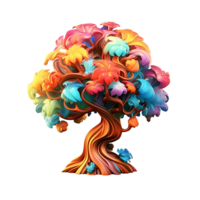 Colorful illustration of trees isolated on background with AI Generated png