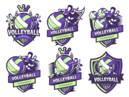 um grupo de conjunto de símbolos de voleibol moderno png