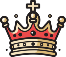 Hand Drawn vintage crown logo in flat line art style png