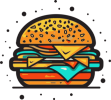 Hand Drawn vintage hamburger logo in flat line art style png