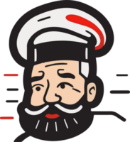 main tiré ancien Masculin chef dans plat ligne art style png