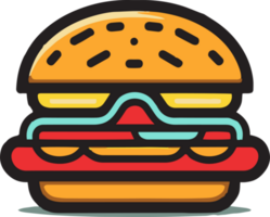 Hand Drawn vintage hamburger logo in flat line art style png