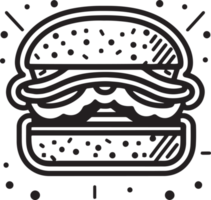 mano dibujado Clásico hamburguesa logo en plano línea Arte estilo png