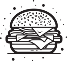 mano disegnato Vintage ▾ Hamburger logo nel piatto linea arte stile png