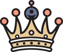 Hand Drawn vintage crown logo in flat line art style png