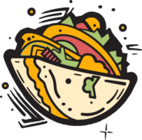 mano dibujado Clásico taco logo en plano línea Arte estilo png