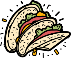 Hand Drawn vintage Taco logo in flat line art style png