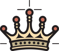 Hand Drawn vintage crown logo in flat line art style png