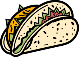 hand dragen årgång taco logotyp i platt linje konst stil png