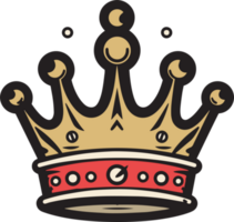 Hand Drawn vintage crown logo in flat line art style png