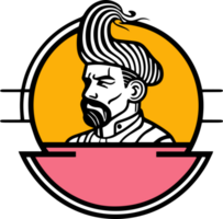 Hand Drawn vintage male chef in flat line art style png