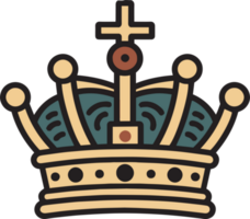 Hand Drawn vintage crown logo in flat line art style png