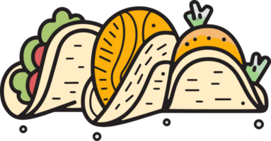 hand- getrokken wijnoogst taco logo in vlak lijn kunst stijl png