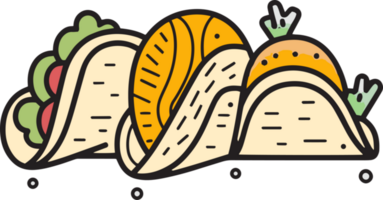 main tiré ancien taco logo dans plat ligne art style png