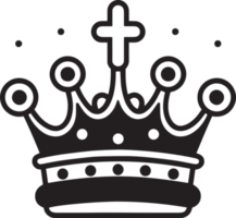 Hand Drawn vintage crown logo in flat line art style png