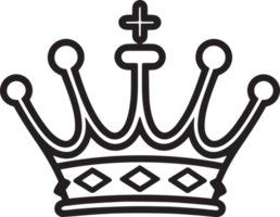 main tiré ancien couronne logo dans plat ligne art style png