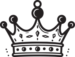 Hand Drawn vintage crown logo in flat line art style png