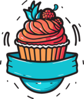 Hand Drawn vintage sweets and cakes logo in flat line art style png