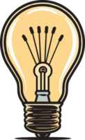 Hand Drawn vintage light bulb logo in flat line art style png