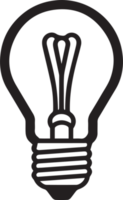 Hand Drawn vintage light bulb logo in flat line art style png