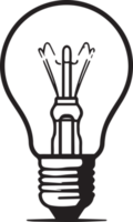 Hand Drawn vintage light bulb logo in flat line art style png