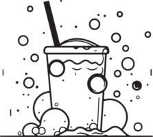 mano dibujado Clásico burbuja Leche té logo en plano línea Arte estilo png