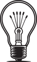 Hand gezeichnet Jahrgang Licht Birne Logo im eben Linie Kunst Stil png