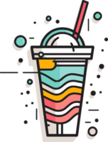 mão desenhado vintage milkshake logotipo dentro plano linha arte estilo png