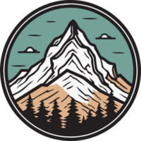 Hand Drawn vintage mountain logo in flat line art style png