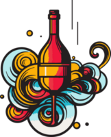 mano disegnato Vintage ▾ vino bottiglia logo nel piatto linea arte stile png