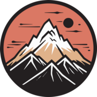 main tiré ancien Montagne logo dans plat ligne art style png