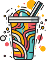 Hand Drawn vintage milkshake logo in flat line art style png