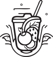 Hand gezeichnet Jahrgang Obst und Saft Logo im eben Linie Kunst Stil png