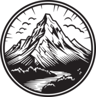mano disegnato Vintage ▾ montagna logo nel piatto linea arte stile png