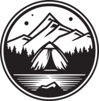 mão desenhado vintage montanha logotipo dentro plano linha arte estilo png