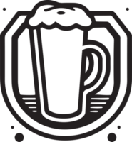 Hand Drawn vintage beer logo in flat line art style png