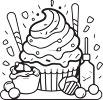 main tiré ancien bonbons et Gâteaux logo dans plat ligne art style png