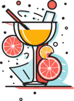 Hand Drawn vintage cocktail logo in flat line art style png