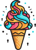 Hand Drawn vintage ice cream shop logo in flat line art style png