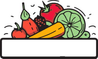 Hand Drawn vintage fruit and juice logo in flat line art style png