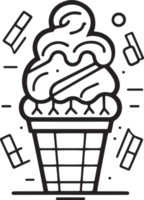 mano dibujado Clásico hielo crema tienda logo en plano línea Arte estilo png