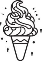 mano dibujado Clásico hielo crema tienda logo en plano línea Arte estilo png