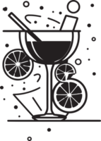 hand- getrokken wijnoogst cocktail logo in vlak lijn kunst stijl png