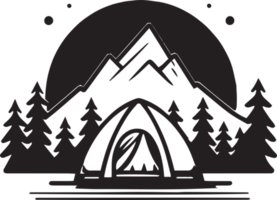 Hand Drawn vintage mountain logo in flat line art style png