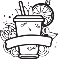 Hand gezeichnet Jahrgang Obst und Saft Logo im eben Linie Kunst Stil png